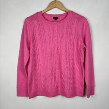 Talbots Women's Petite Large Pink Cable Knit Sweater NWT Crew Neck Pullover