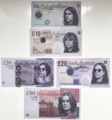 Ozzy Osbourne Tribute Banknote Set of 5 Dion Kitson Bank Of Black Sabbath
