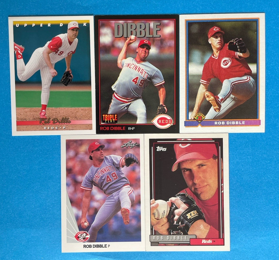 Lot Of 5 Rob Dibble Baseball Cards Cincinnati Reds Pitcher