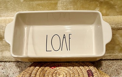 Rae Dunn Artisan Loaf Pan 10.5'' Bread Baking Dish Stoneware by Magenta White