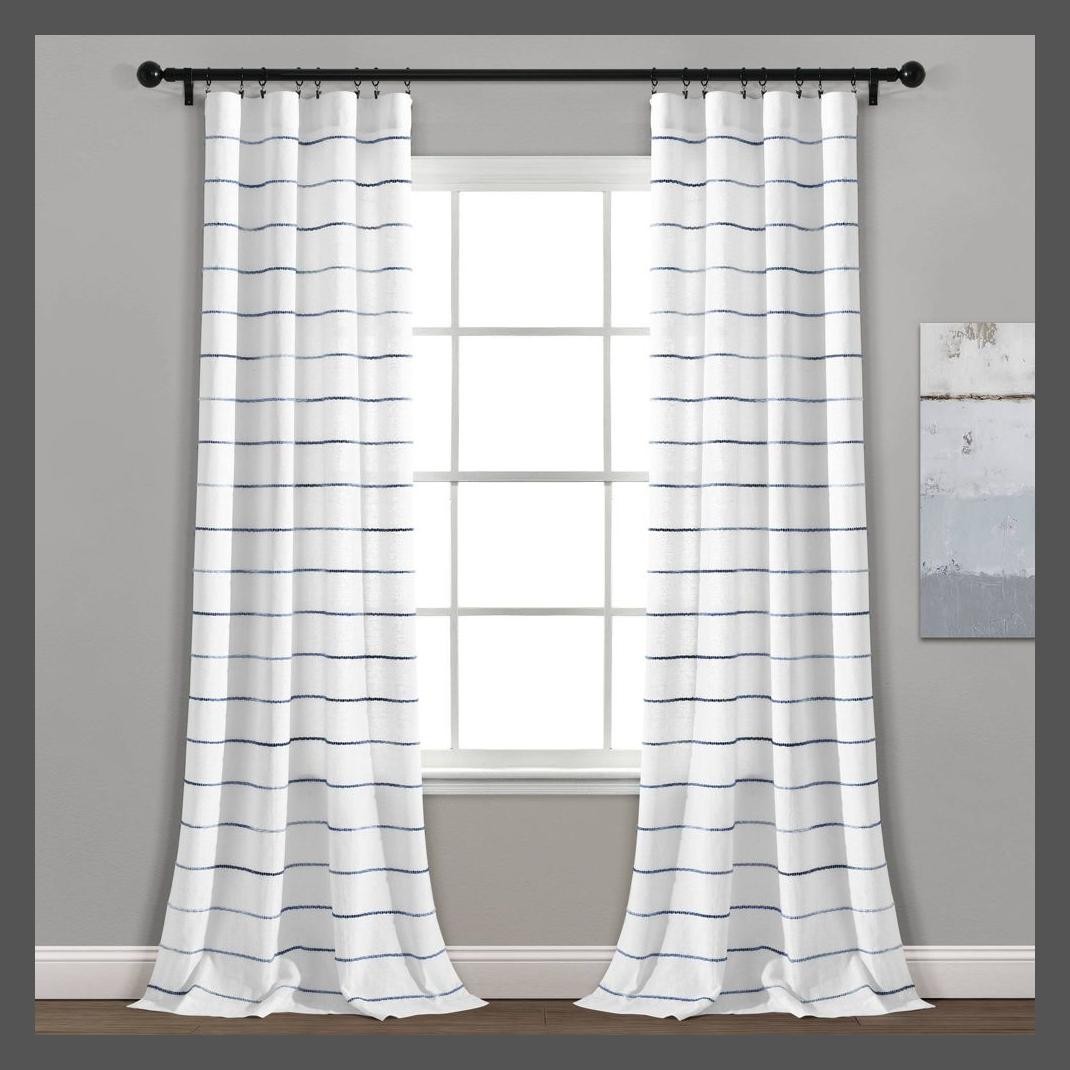 Set of 2 63x40 Ombre Striped Yarn Dyed Cotton Window Curtain Panels 4290₽