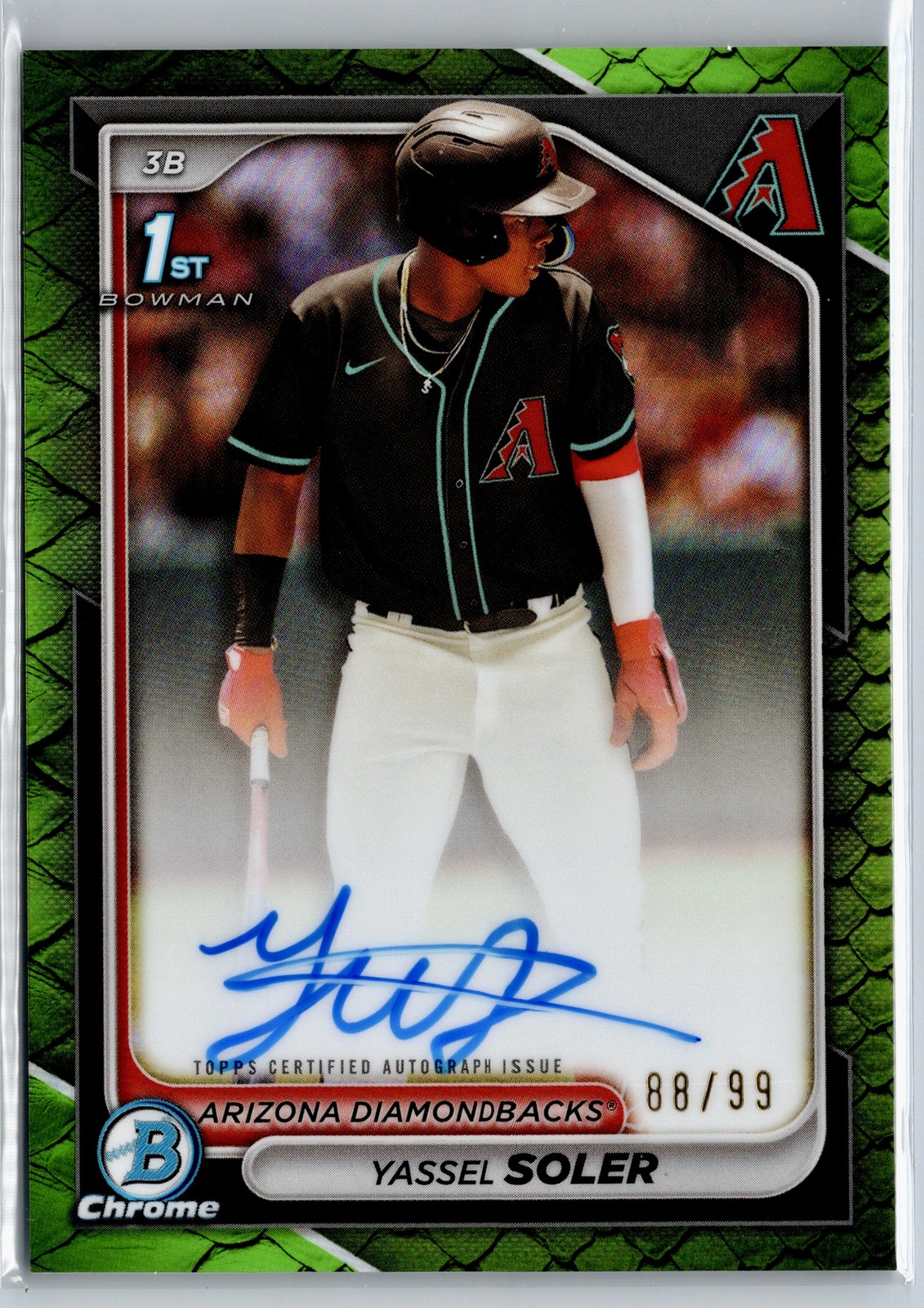 2024 Bowman Chrome #CPA-YSO Yassel Soler Prospects Auto Reptilian Green /99