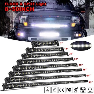 14 20 32 50'' Slim LED Light Bar Spot Flood Combo Driving Truck SUV Offroad 12V