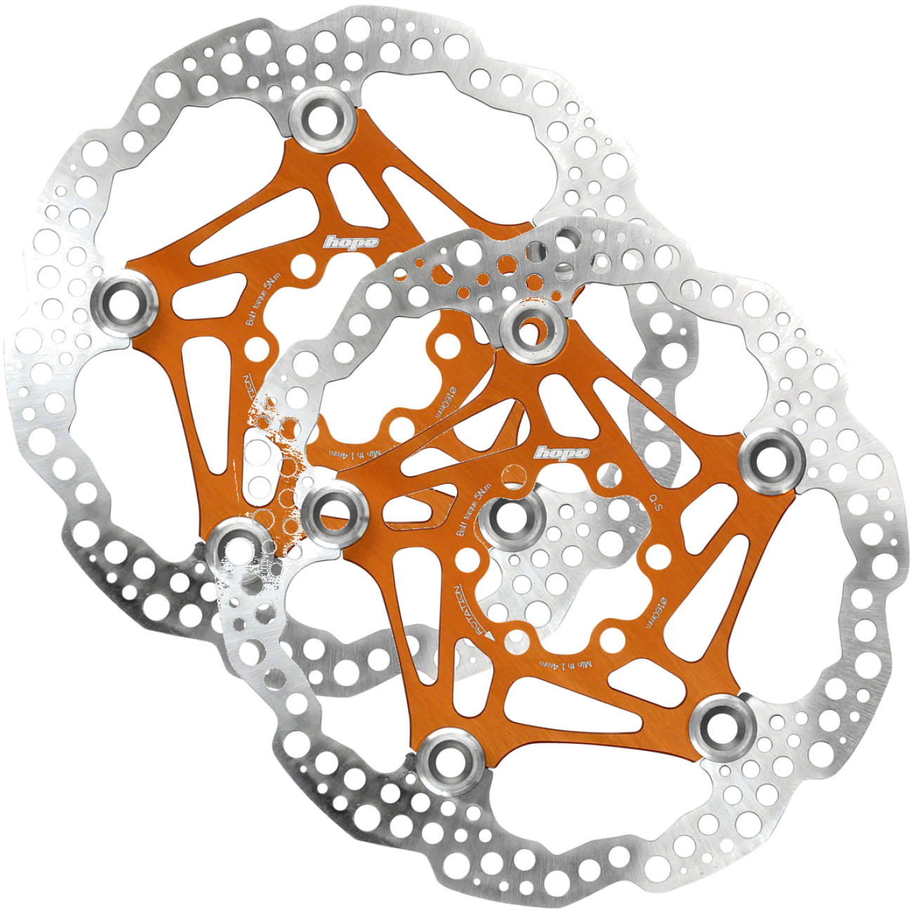 Pack of 2 Hope Floating Disc Brake Rotors, 160mm, 6-Bolt, Orange
