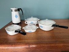 Vintage 70  s Chilton Corning Ware Blue Cornflower Toy Play Cookware Lot  Lids