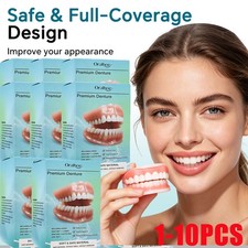 False Teeth Set Full Dentures,Adjustable Silicone Dentures to Fit Over Existing