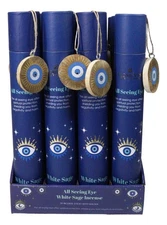 Wicca Mystic All Seeing Eye White Sage Incense Sticks With Wooden Base Gift Set