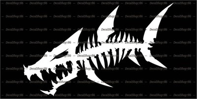 Fish Bones Skeleton Skull - Outdoors Sports - Vinyl Die-Cut Peel N' Stick Decals