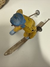 Antique BARCLAY Downhill Skier with poles Missing One Ski
