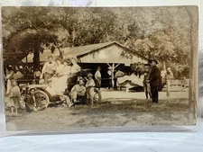 1907 RPPC Country Picnic Gathering Horse Carriage Indiana Real Photo Postcard 8