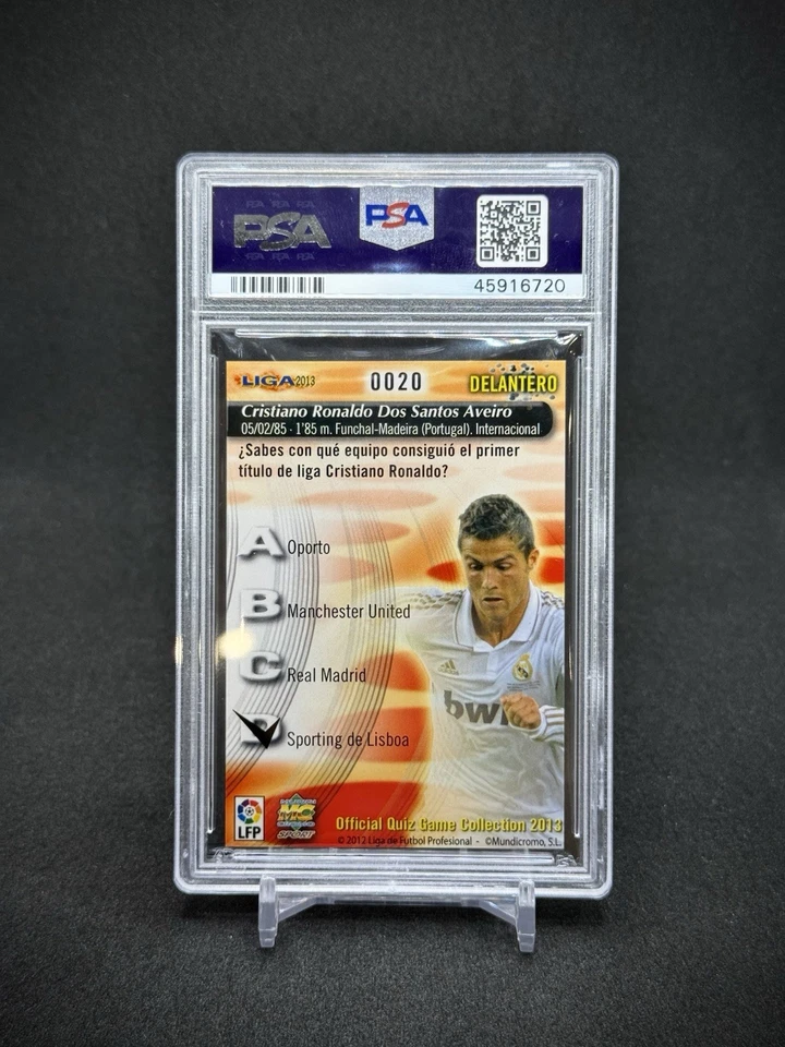 Cristiano Ronaldo 2012 Mundi Cromo 2013 Liga Quiz #20 Mint PSA 9 Mint pop3 - Image 3 of 3