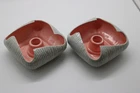 Vintage Red Wing Pottery USA Taper Candle Holder Set of 2 Pink Gray #B2111