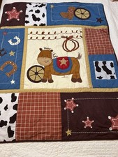 Baby Quilt Western Cowboy Pony Geenny Brand Patchwork  Fitted Crib Sheet