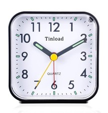 Tinload Small Battery Operated Analog Alarm Clock Silent Non Ticking,