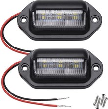 2PCS Xenon White LED License Plate Light - 12V-24V DC Waterproof 6-SMD Lamp Tail