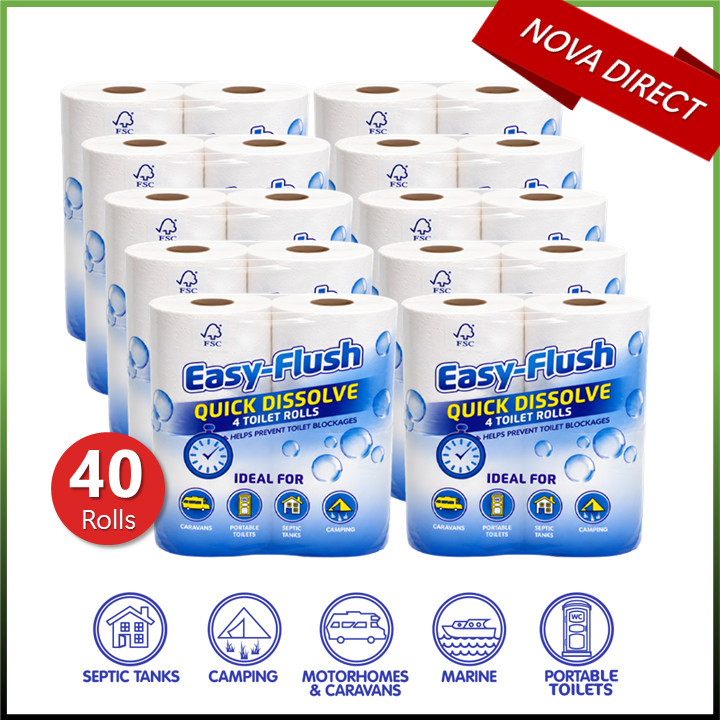 Toilet Roll Easy Flush Soft 2ply Tissue Paper Chemical Thetford Cassette Caravan