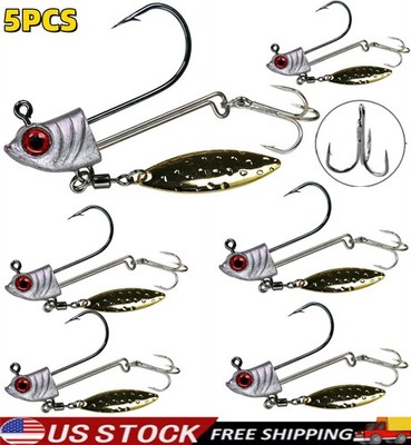 5Pcs Underspin Jig Heads Swimbait Hooks Spinner Blades Weighted Fishing Hooks
