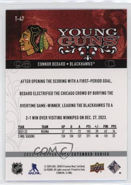 2023 UD Extended Series 2008-09 Upper Deck Retro Young Guns Connor Bedard Rookie view 2
