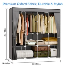 Heavy Duty Wardrobe Clothes Rack Hanger Garment Storage Closet Organizer Stand 
