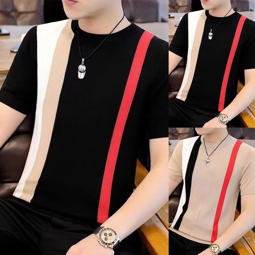 Slim Fit Men's Casual Tee with Eye Catching Stripes and Comfortable Design - Picture 3 of 36