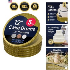 Tablero para pasteles O’Creme, círculos redondos para pasteles de lámina dorada con magnífico diseño, resistente...
