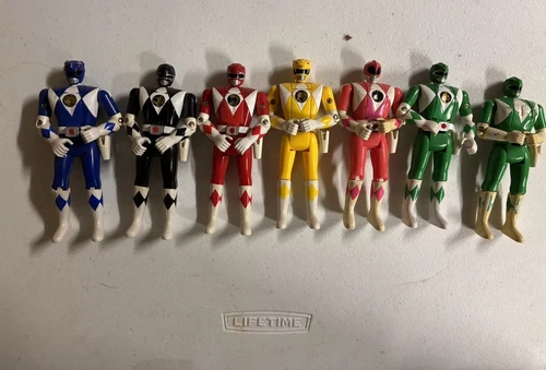 Lot Of 7 Vintage MMPR 1993 Bandai Flip Head 5.5” Power Rangers READ DESCRIPTION