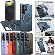 For Samsung S26 S25 FE S24 Ultra Plus PC Magnetic Magsafe Cover Ring Stand Case