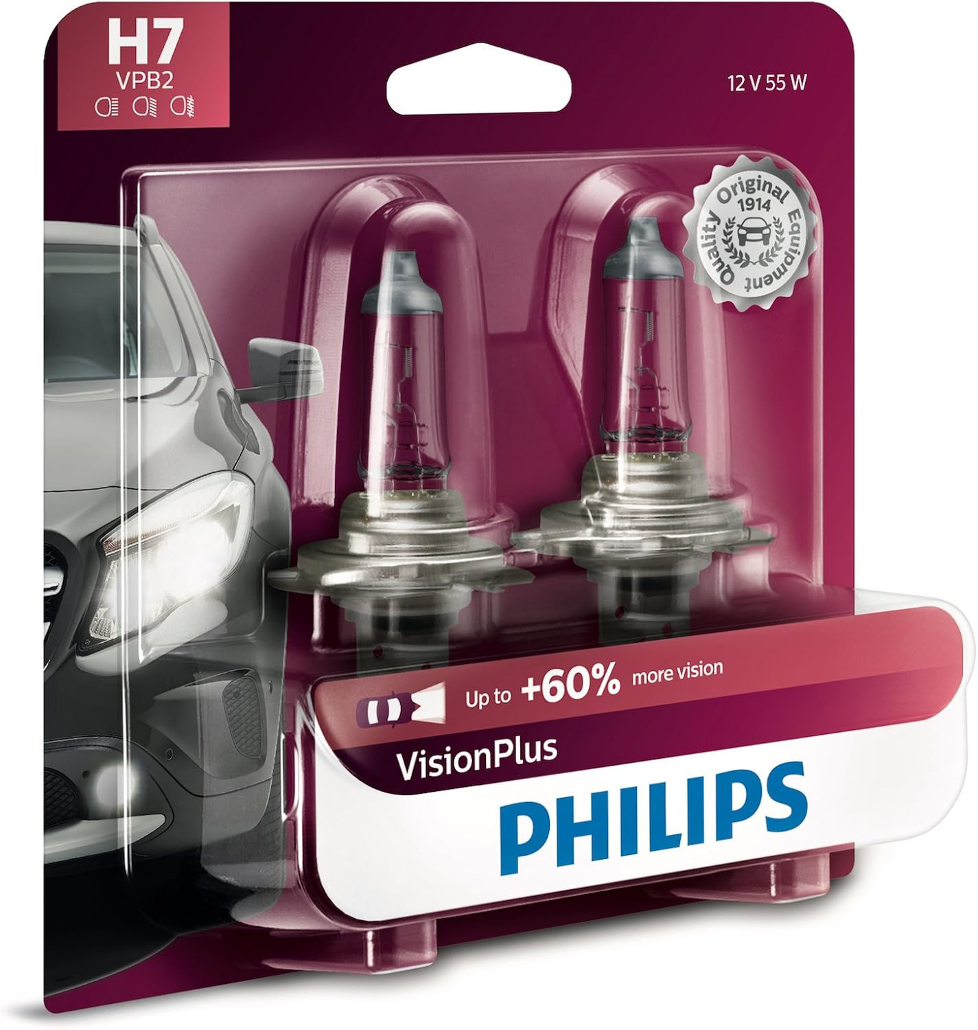 H7 VisionPlus Bulb, Pack of 2 , White