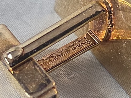 Vintage Anson Cuff Links and Tie Bar Clamp Set Gold Tone Used No Box - Picture 7 of 9