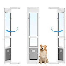 Sliding Glass Door Dog Door Insert 77.2-82.4" Adjustable Left or Right Locking