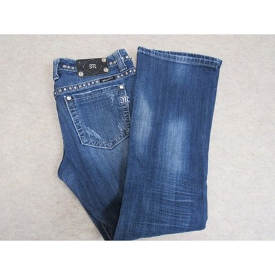 Miss Me JP5135BCR Bootcut Studded Distressed Blue Denim Jeans Womens 30