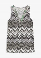 Top mit Pailetten Gr 52/54 Schwarz Weiß Damen Shirt Bluse Tunika Neu*