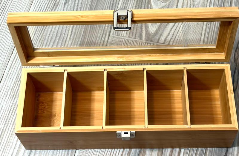 "Premium Wood Tea Storage Box Organizer (Natural), Eco-Friendly