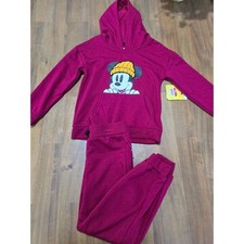 Mickey Mouse Boys Fleece Hoodie and Jogger Pants Set 5T Burgundy Disney Jr