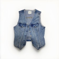 HIDDEN JEANS Blue Denim Strapless Button Front Corset Top Women  s Size S