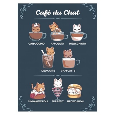 Niedliches Katzen-Café Kunstposter | Verspielte Wanddekoration | Küchendekor