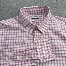 Lauren Ralph Lauren LRL Dress Shirt 16 32/33 Slim Fit Stretch Non Iron Pink Blue