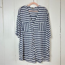 Show Me Your MuMu Navy and White Striped Cotton Lightweight Tunic Sz M oversized