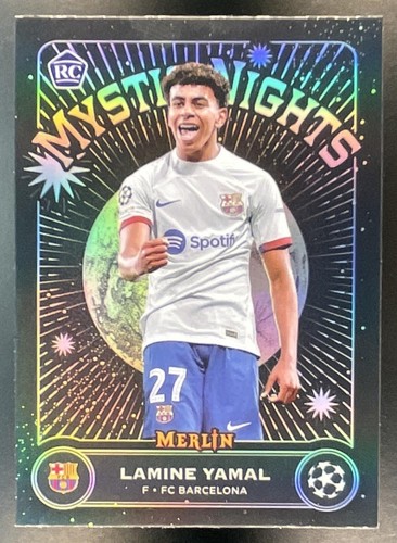 2023 Topps Chrome Merlin UEFA Club Comps Lamine Yamal #MN-8 Mystic Nights RC
