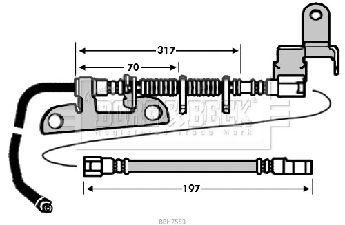 Brake Hose fits CHRYSLER VOYAGER Mk3 2.4 Rear Right 00 to 08 EDZ Hydraulic B&B — 第 2/4 张图片