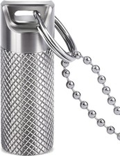 Opret Titanium Pill Container with Keychain  Necklace, Mini, Silver