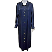 Madewell Women's Satin Button-front Midi Shirtdress In Rich Indigo Blue Size 10
