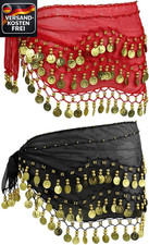 Frauen Bauchtanz Hüfttuch Wickelrock mit Pailletten für Yoga und Tanz, Schwarz R