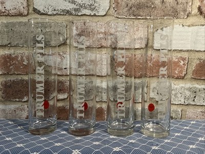 Set of 4 Trumer Pils Beer Glasses Tall Pilsner Lager 8.5''