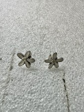 .925 Sterling Silver Enamel FLOWER Stud Earrings