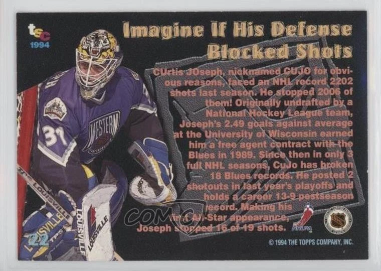 1994 Topps Stadium Club Members Only Box Set Curtis Joseph #22 - Image 2 of 2