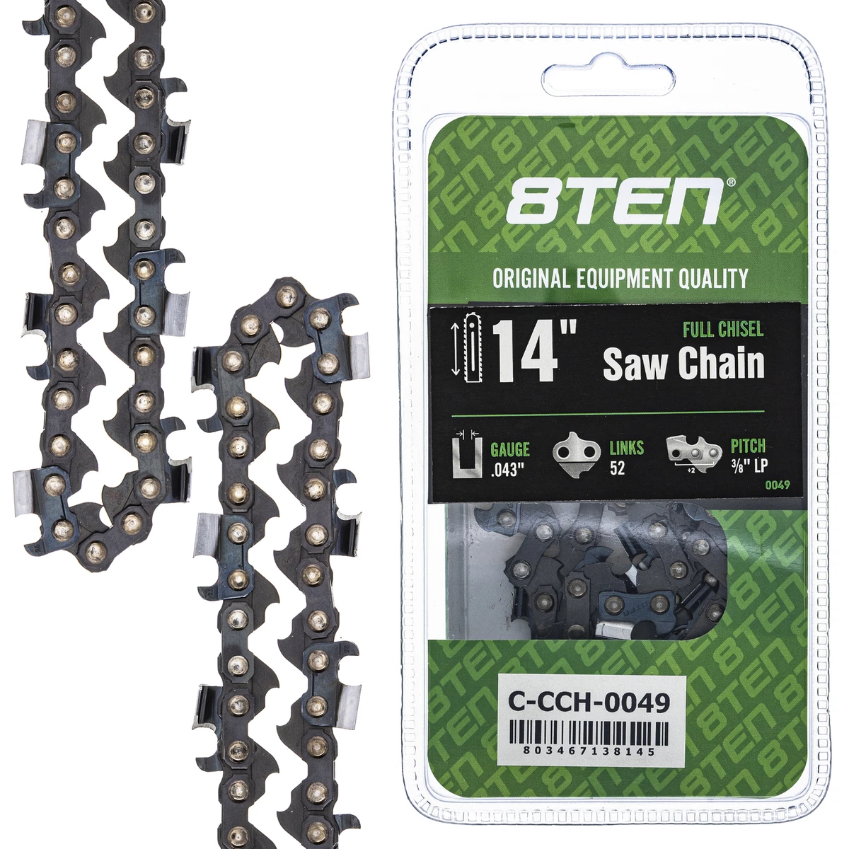 Full Chisel Chainsaw Chain 14 Inch .043 3 8 LP 52DL for Poulan