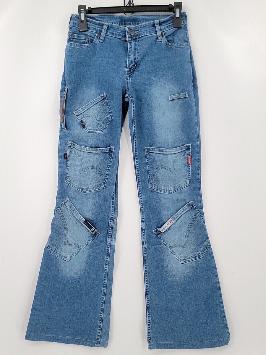 Gazoz Jeans Youth Girls Size 26x30 Blue Bootcut Jeans Pocket Designs