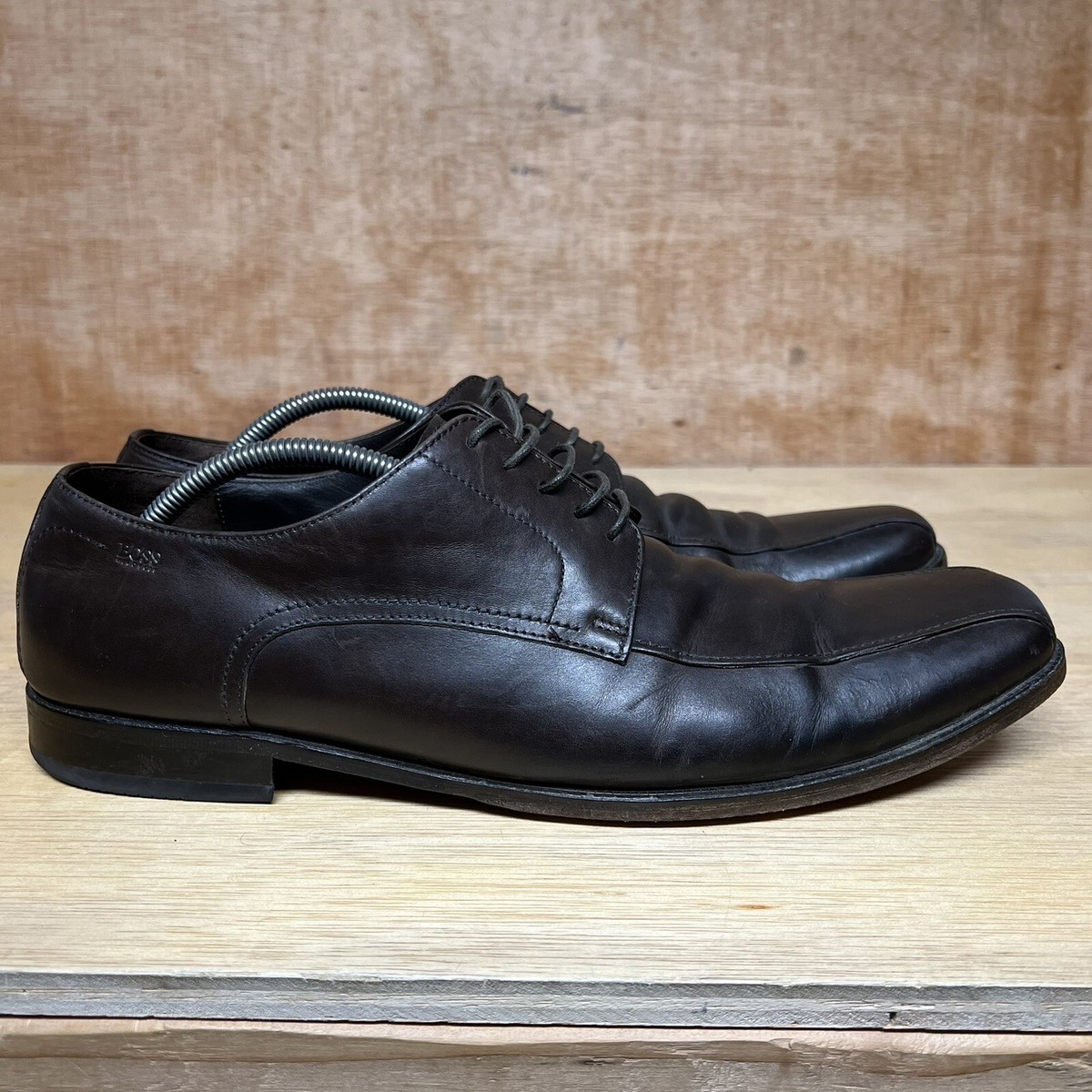 BOSS Hugo Boss Vero Cuoio Dark Brown Black Bicycle Toe Derby Shoes Men Size  12