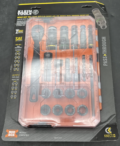 Klein Tools KNECT Impact Deep-Well Heavy Duty Flip/Low Pro Socket Set 20PC 65240